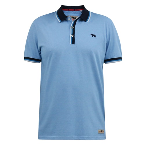 D555 Bayton 1 Stripe Jersey Polo With Rib Collar Cuffs Sky Blue